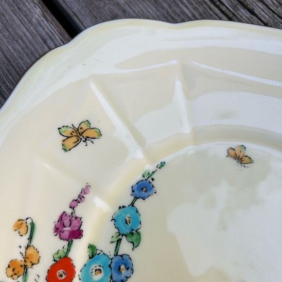 Crown Staffordshire Floral Cake Plate Serving Tray Bone China Gold Border 10" - Picture 9 of 16